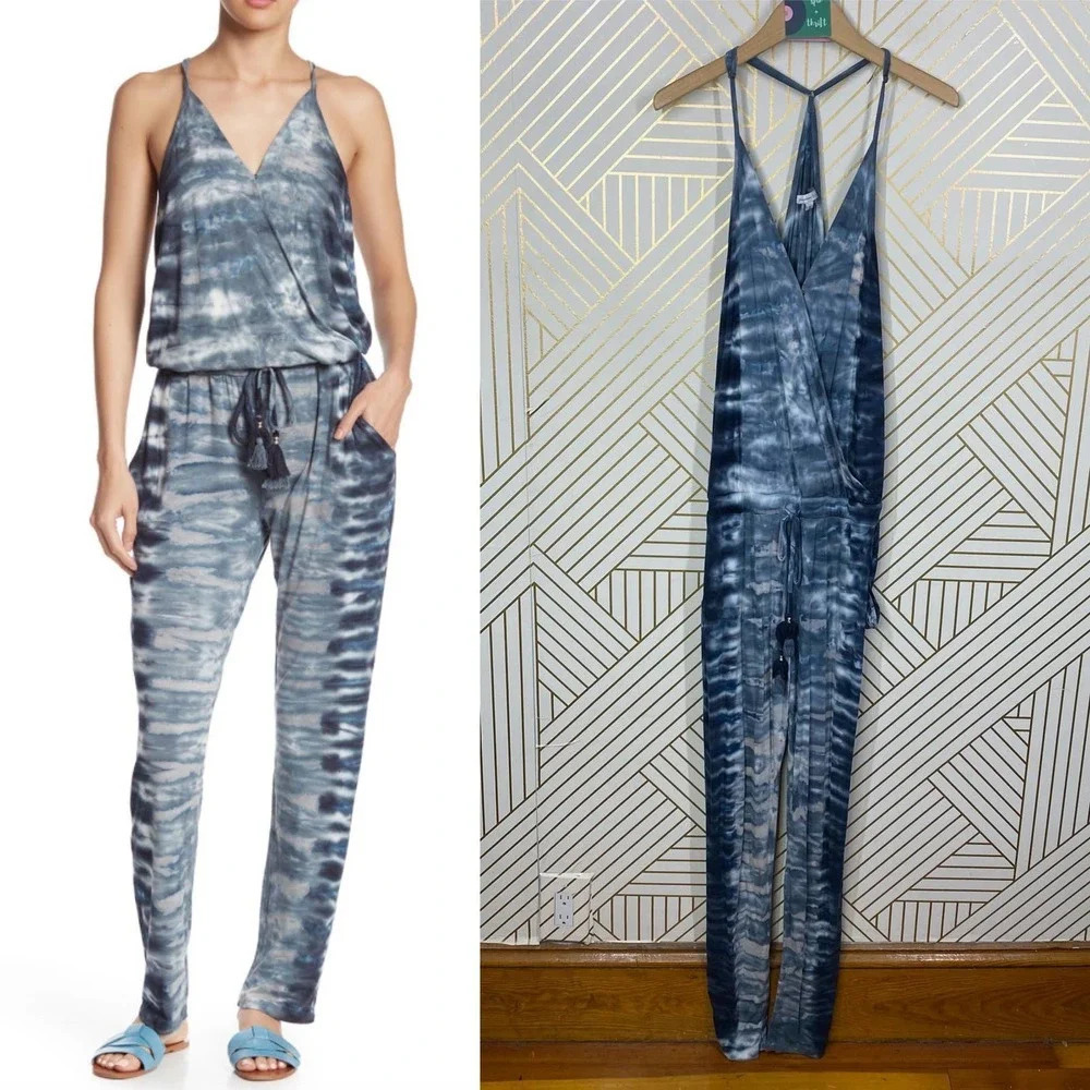 Young Fabulous & Broke‎ Chrissy Blue Tie Dye Sleeveless Jumpsuit Size Small
